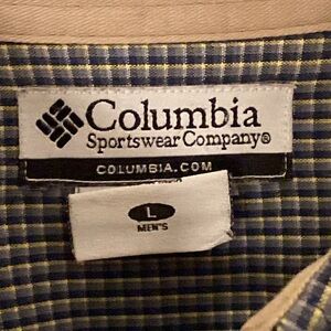 Columbia Button Front Shirt Mens Size Lg Fishing Long Sleeve 100% Cotton Check